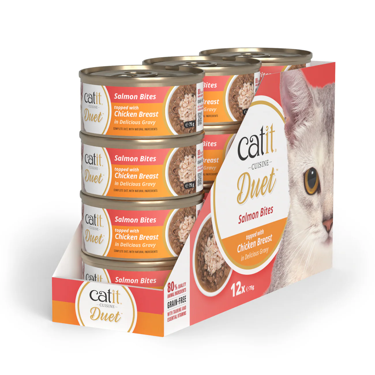 CATIT CAT WET FOOD DUET SALMON CHICKEN 12x75g 1